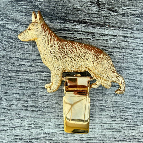 German Shepherd Show Ring Clip - Gold Plate | Alden Arts