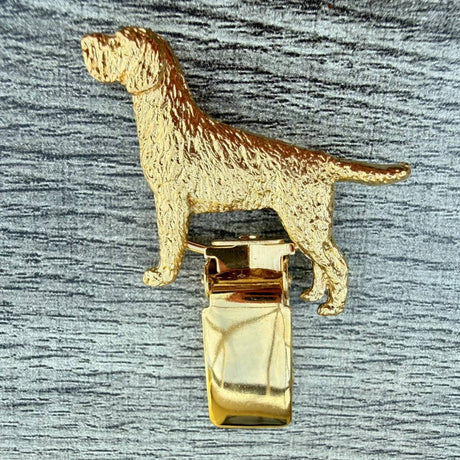 German Wire Hair Pointer Show Ring Clip - Gold Plate | Alden Arts