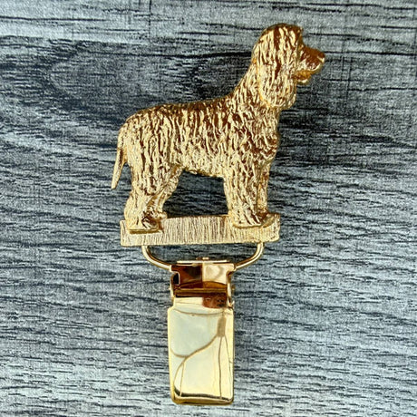 Irish Water Spaniel Show Ring Clip - Gold Plate | Alden Arts