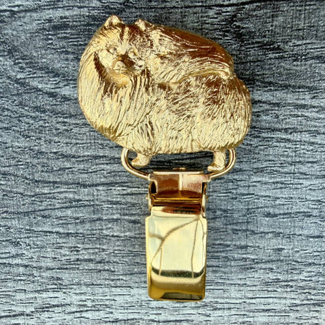 Pomeranian Show Ring Clip - Gold Plate | Alden Arts
